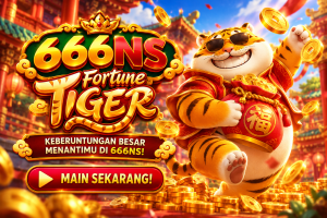 Game 666NS Fortune Tiger dengan harimau keberuntungan dan koin emas.